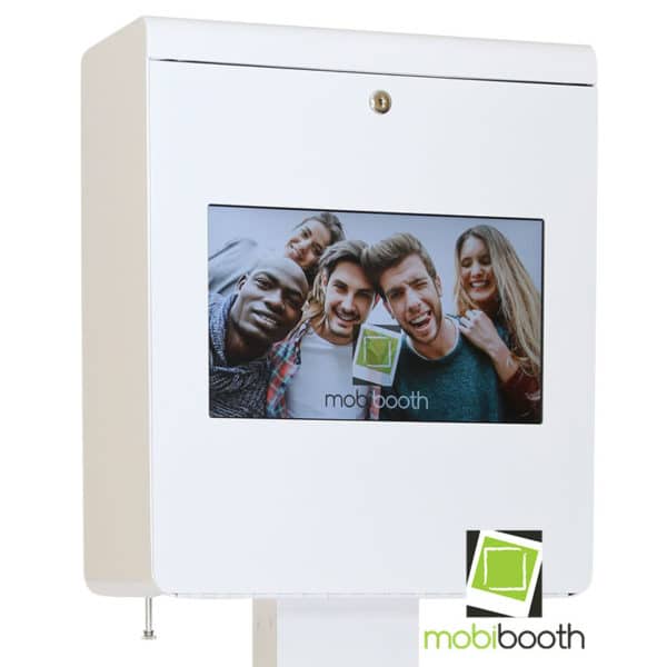 white mobibooth encore dslr photo booth for sale back zoomed