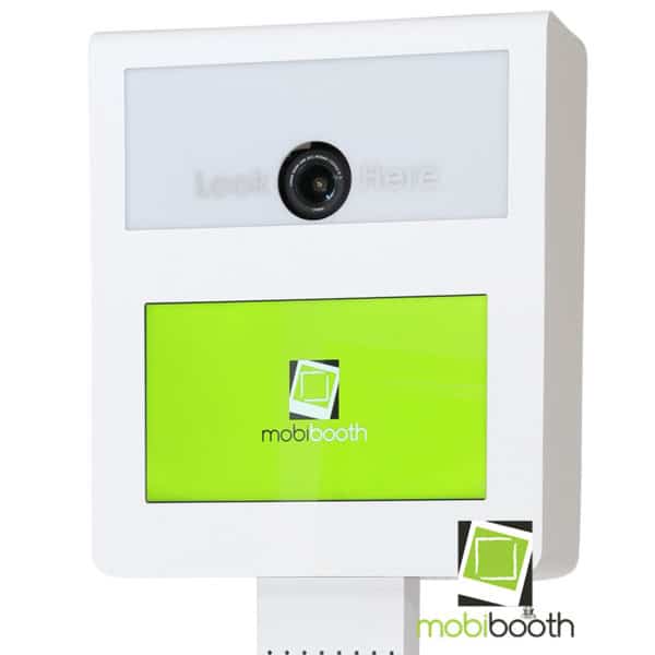 white mobibooth encore dslr photo booth for sale front zoomed