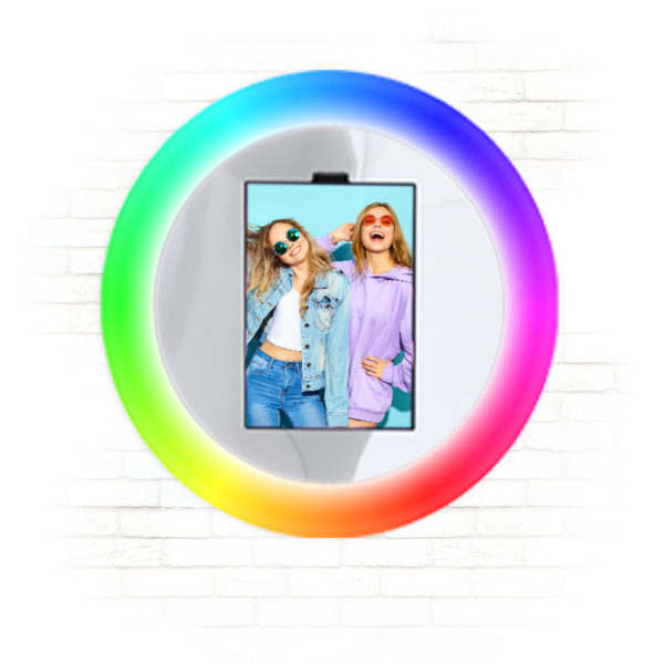 Mobibooth aura wall mount photo kiosk with RGBW led ring light