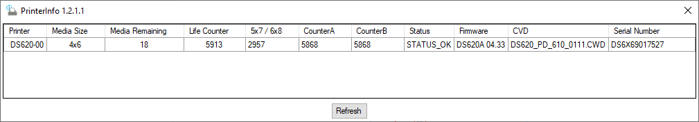 DNP PrinterInfo application post firmware update